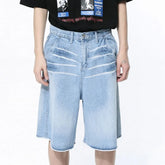 Hearujoy Men Denim Shorts Vintage Washed Gradient Color Loose Male Straight Jeans Knee-length Men's Wear Summer Fashion 9C4735